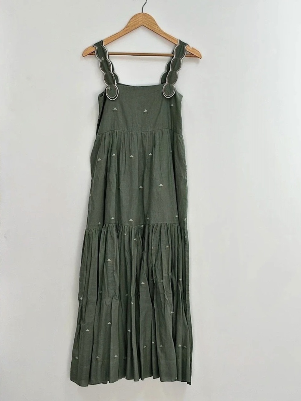 MIRTH Maxi Embroidered Dress in Green & Pink XS